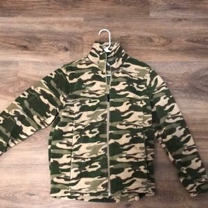 camo full zip fleece jacket